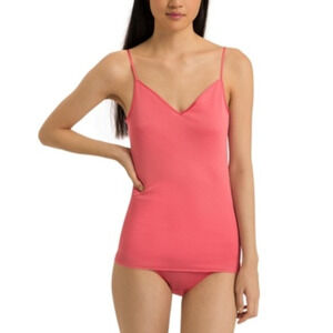 Hanro Women Cotton Seamless V Neck Camisole Porcelain Rose Size L